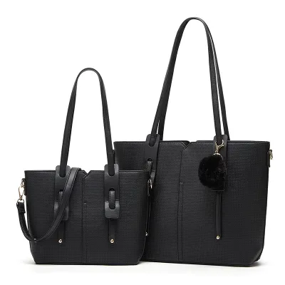 Women Fashion Casual Solid Color Large Capacity Tote Bag Two-Piece Bag Set