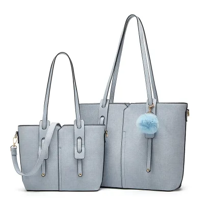 Women Fashion Casual Solid Color Large Capacity Tote Bag Two-Piece Bag Set