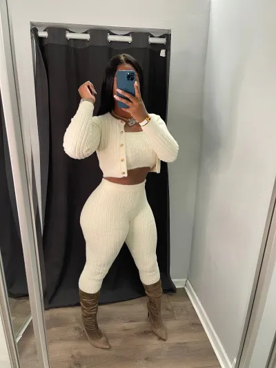 Women Fashion Sexy Solid Color Knitted Tube Top Long-Sleeve Coat Slim-Fit Pants Three-Piece Set