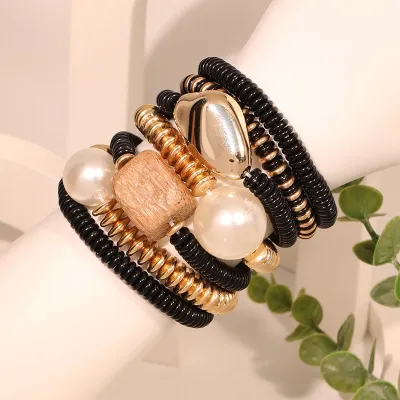 Women Boho Acrylic Beaded Bracelet 7-Piece Set