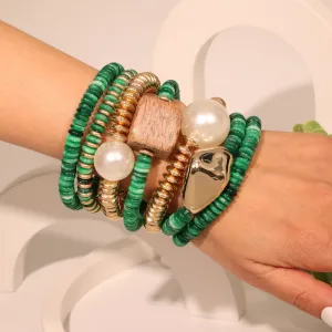 Women Boho Acrylic Beaded Bracelet 7-Piece Set