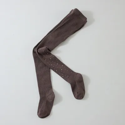 Kids Girls Solid Color Rhinestone Soft Cotton Thin Vertical Strip Socks