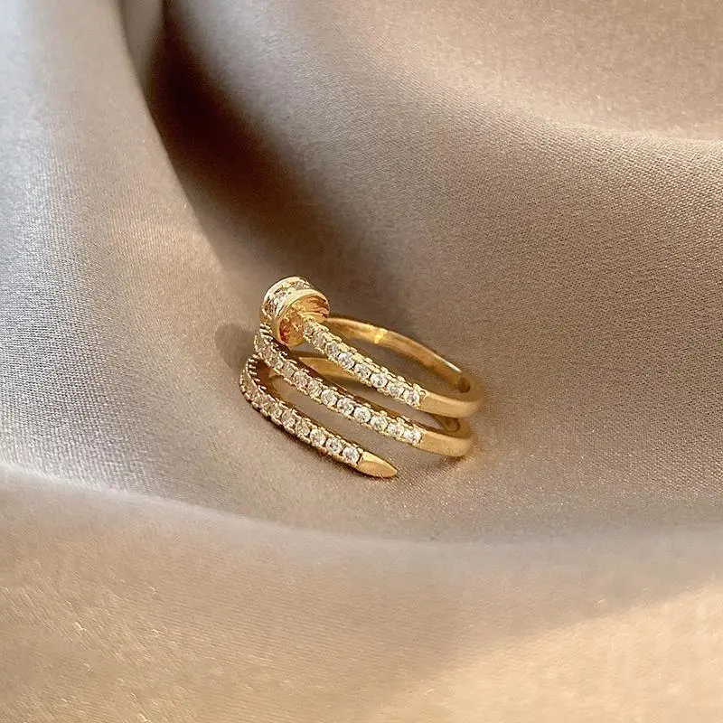 Women Fashion Creative Multi-Layer Nail Zircon Ring