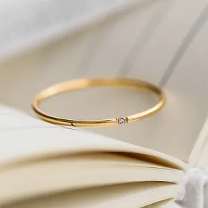 Women Fashion Simple Geometric Zircon Titanium Steel Ring