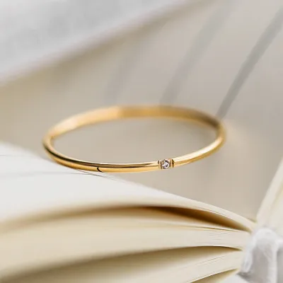 Women Fashion Simple Geometric Zircon Titanium Steel Ring