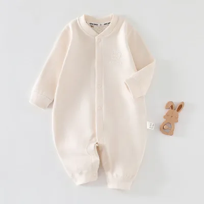 Baby Autumn Winter Basic Long-Sleeved Jumpsuit Neutral Polyester Spandex Leisure