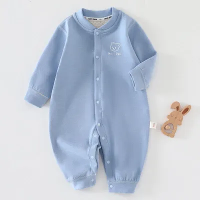 Baby Autumn Winter Basic Long-Sleeved Jumpsuit Neutral Polyester Spandex Leisure