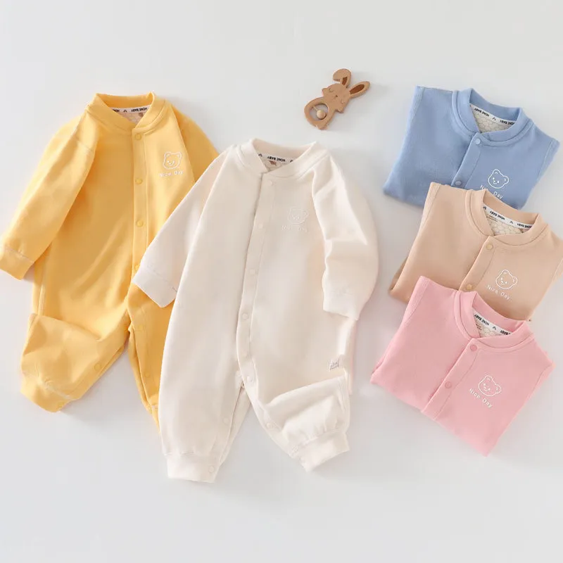 Baby Autumn Winter Basic Long-Sleeved Jumpsuit Neutral Polyester Spandex Leisure