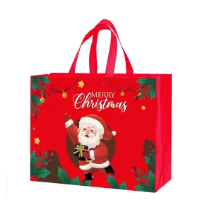 Christmas Cartoon Printing Non-Woven Bag with Bottom and Side for Party Packaging