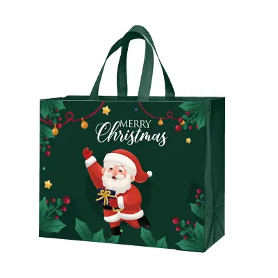 Christmas Cartoon Printing Non-Woven Bag with Bottom and Side for Party Packaging