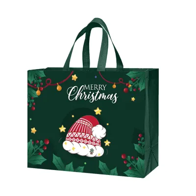 Christmas Cartoon Printing Non-Woven Bag with Bottom and Side for Party Packaging