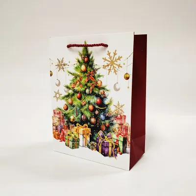 Christmas Cartoon Printing Gift Paper Bag Packaging Rectangle White Cardboard