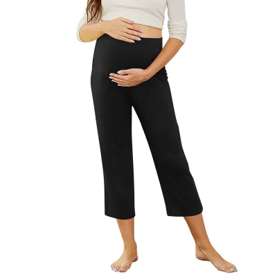 Maternity Casual Solid Color Pants with Pockets