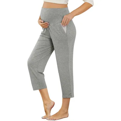 Maternity Casual Solid Color Pants with Pockets