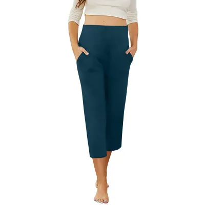 Maternity Casual Solid Color Pants with Pockets