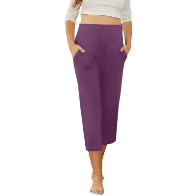 Maternity Casual Solid Color Pants with Pockets