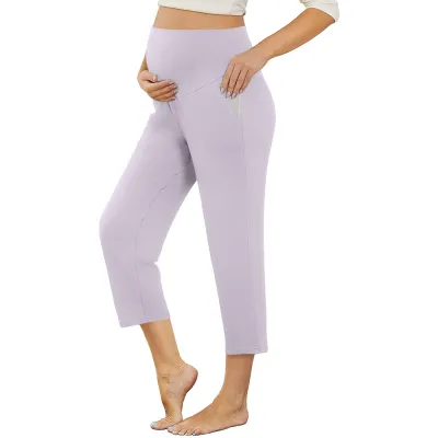 Maternity Casual Solid Color Pants with Pockets