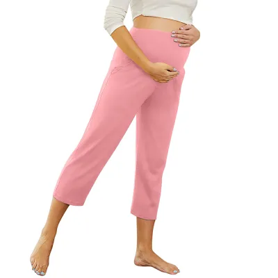Maternity Casual Solid Color Pants with Pockets