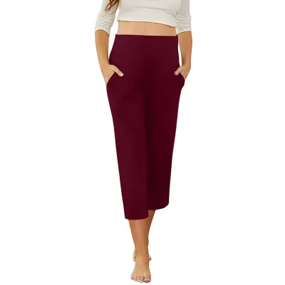 Maternity Casual Solid Color Pants with Pockets