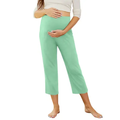 Maternity Casual Solid Color Pants with Pockets