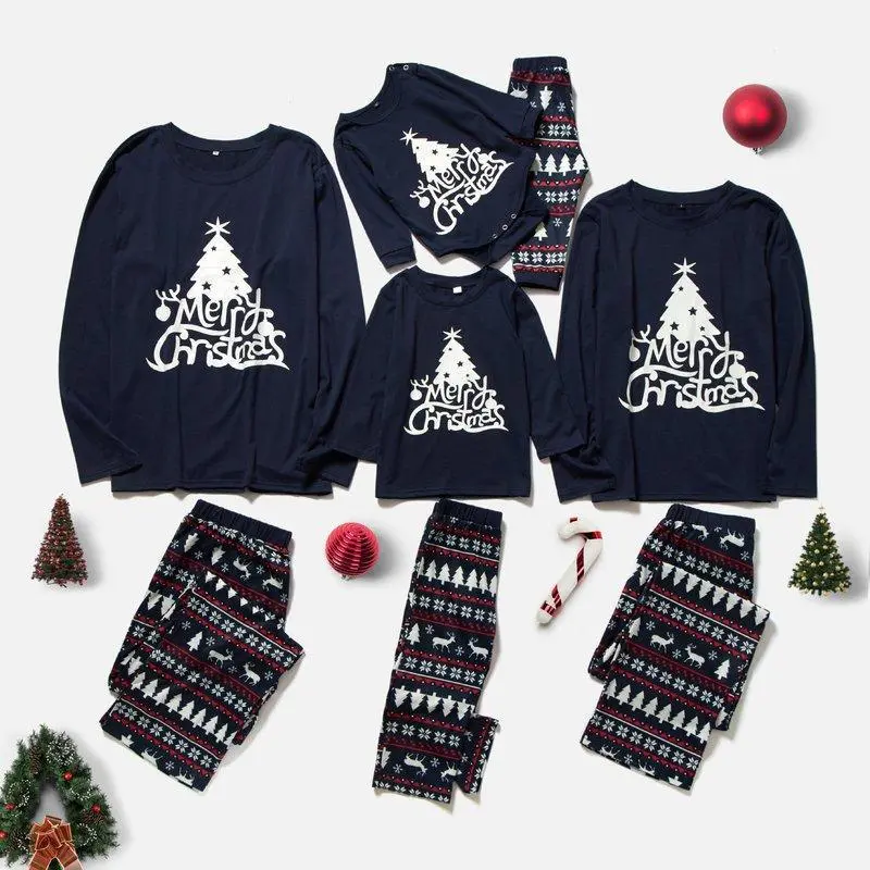 Christmas Party Family Matching Cartoon Print Pajamas Suit