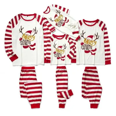 Christmas Party Family Matching Cartoon Print Pajamas Suit