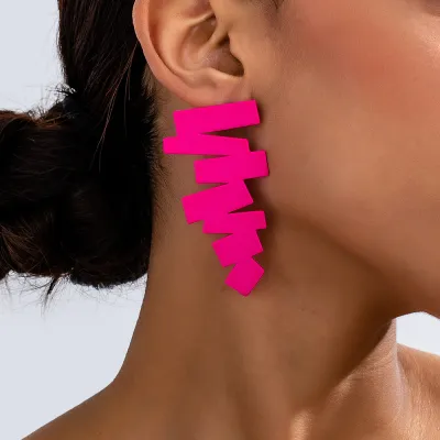 Women Fashion Geometric Irregular Solid Color Ladder Earrings