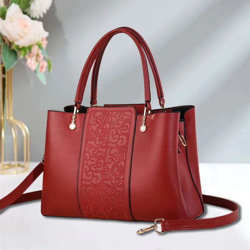 Women Fashion Casual Solid Color PU Tote Handbag with Zipper