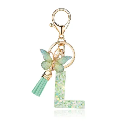 Fashion Creative Letter Butterfly Pendant Resin Keychain