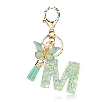 Fashion Creative Letter Butterfly Pendant Resin Keychain