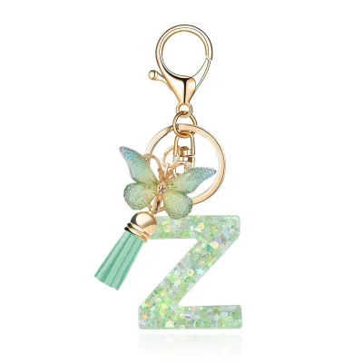 Fashion Creative Letter Butterfly Pendant Resin Keychain