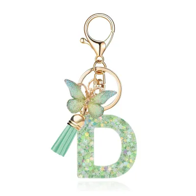 Fashion Creative Letter Butterfly Pendant Resin Keychain