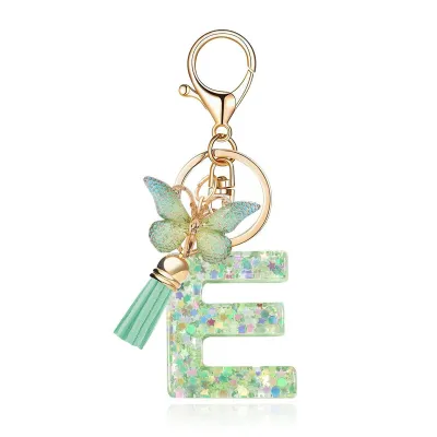 Fashion Creative Letter Butterfly Pendant Resin Keychain