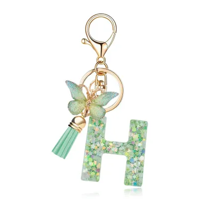 Fashion Creative Letter Butterfly Pendant Resin Keychain