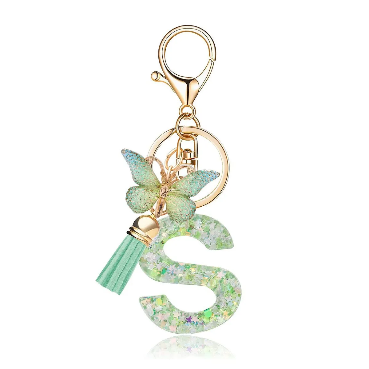 Fashion Creative Letter Butterfly Pendant Resin Keychain