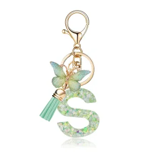 Fashion Creative Letter Butterfly Pendant Resin Keychain
