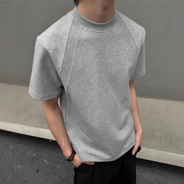 Men Fashion Casual Solid Color Short Sleeve Loose Cotton T-Shirt
