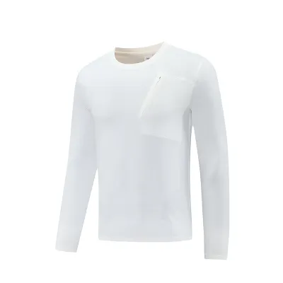 Men Fashion Casual Solid Color Crewneck Long Sleeve Quick Dry Breathable T-Shirt