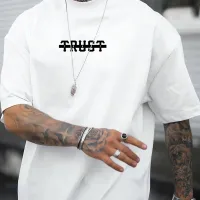 Men Casual Loose Letter Printing Round Neck Short Sleeve T-Shirt