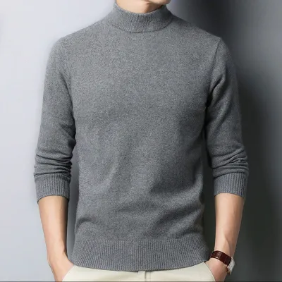 Men Fashion Casual Winter Solid Color Knitted Slim Long Sleeve Crewneck Pullover Sweater