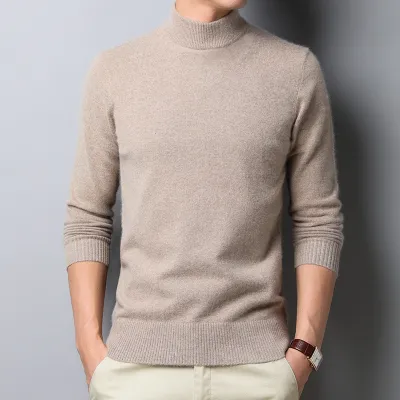Men Fashion Casual Winter Solid Color Knitted Slim Long Sleeve Crewneck Pullover Sweater