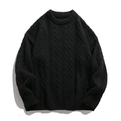 Men Casual Thickened Solid Color Crewneck Long-Sleeve Sweater