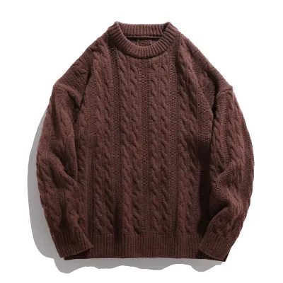 Men Casual Thickened Solid Color Crewneck Long-Sleeve Sweater