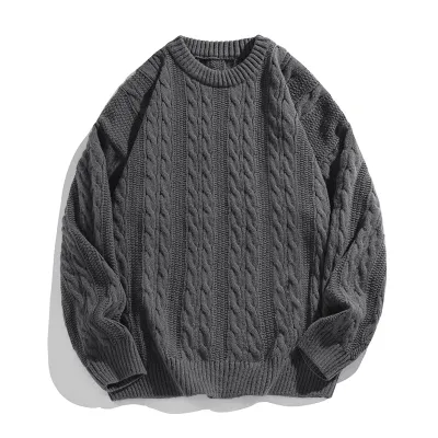 Men Casual Thickened Solid Color Crewneck Long-Sleeve Sweater