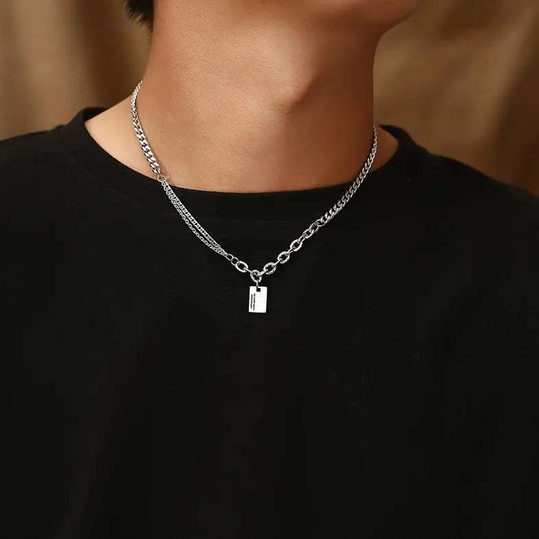 Men's Fashion Simple Stitching Cuban Titanium Steel Necklace