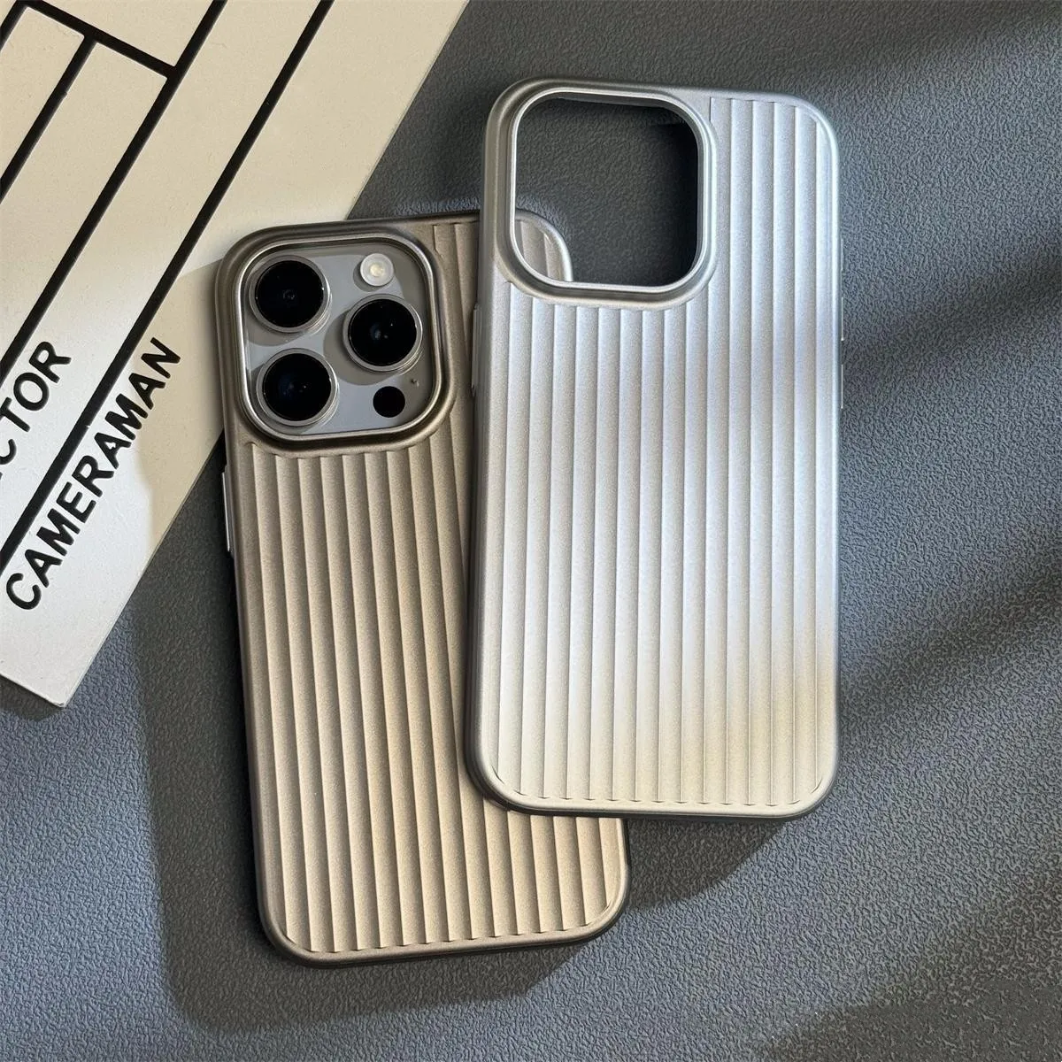 Corrugated Matte Plating iPhone 17 Phone Case PC All-Inclusive Simple Creative