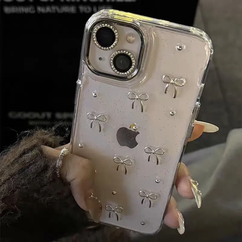 Sweet Bow Design Women Transparent Iphone Case Soft Shell TPU