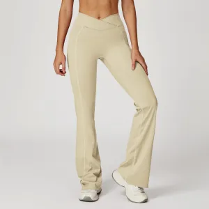 Women High Waist Flared Leggings Casual Sports Pants Solid Color