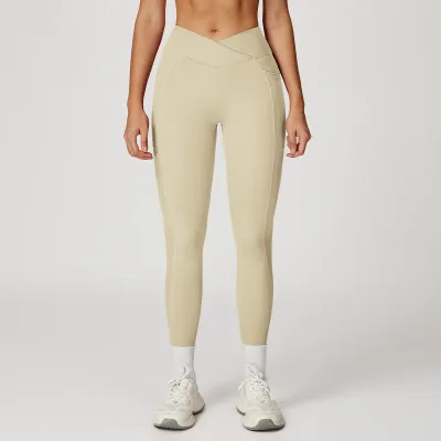 Women High Waist Yoga Leggings - Naked Feeling Fabric, Solid Color