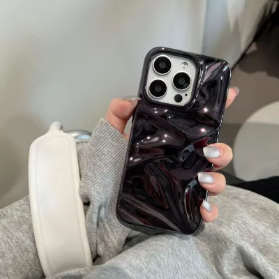 Fashion Creative Solid Color Electroplated Fold Pattern Silicone Phone Case